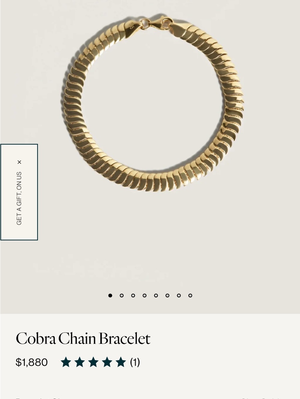 Kinn- authentic Gold Cobra Chain Bracelet